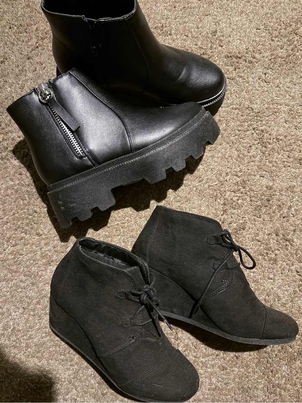 (2) Black Ankle Boots